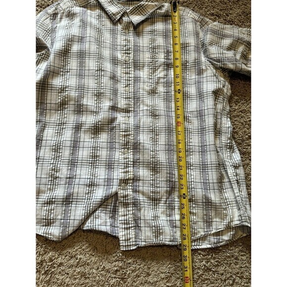 Eddie Bauer Button Up Shirt Mens XL Short Sleeve Plaid Multicolor Classic Fit - Picture 7 of 8
